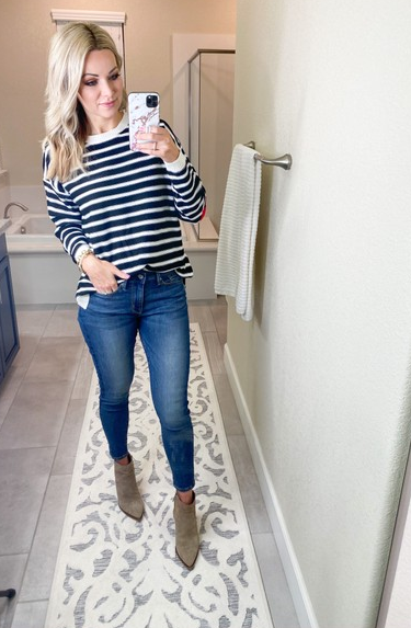 stripe heart sweater