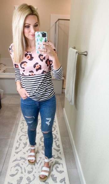 leopard stripe tee